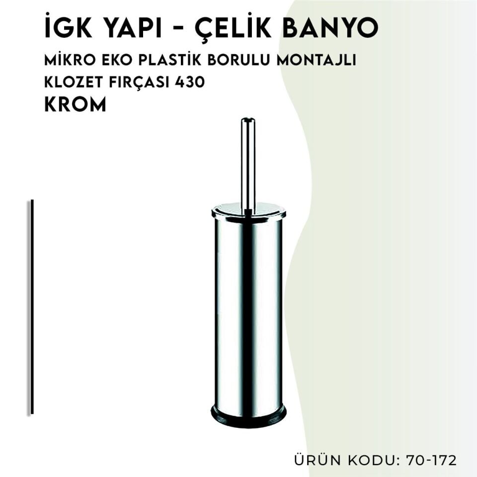 İGK YAPI - Çelik Banyo Mikro Eko Plastik Borulu Montajlı Klozet Fırçası 430 (70-172)