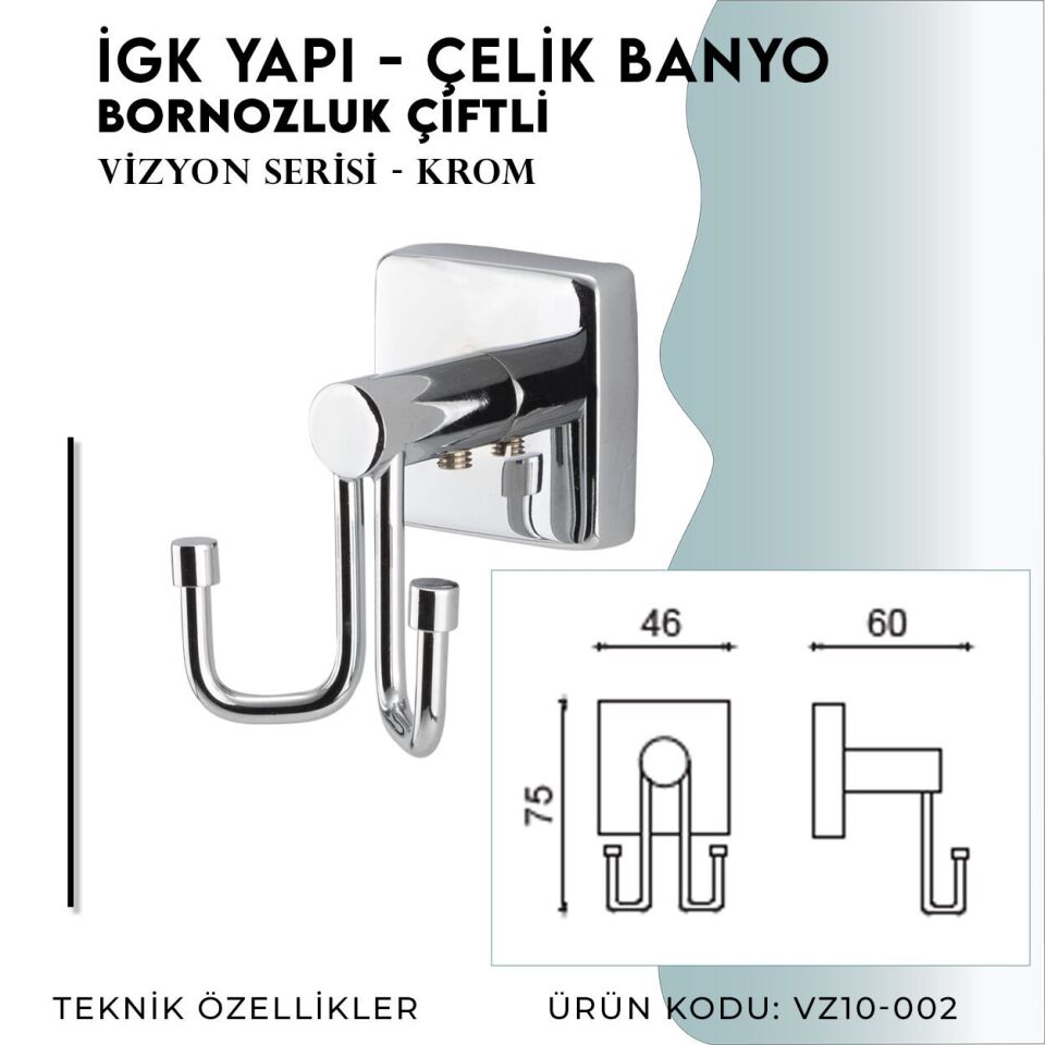 İGK YAPI - Çelik Banyo Vizyon Bornozluk Çiftli (VZ10-002)