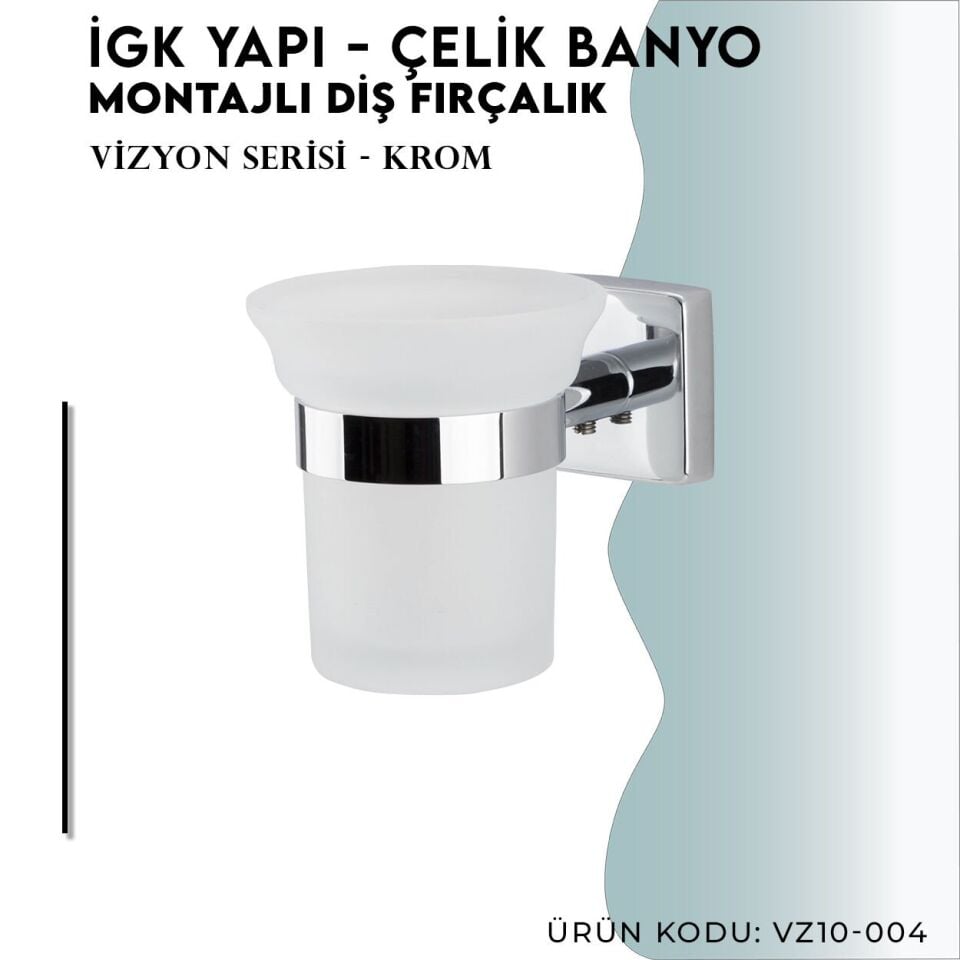 İGK YAPI - Çelik Banyo Vizyon Montajlı Diş Fırçalık (VZ10-004)
