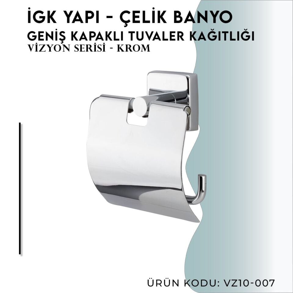 İGK YAPI - Çelik Banyo Vizyon Geniş Kapaklı Tuvalet Kâğıtlığı (VZ10-007)