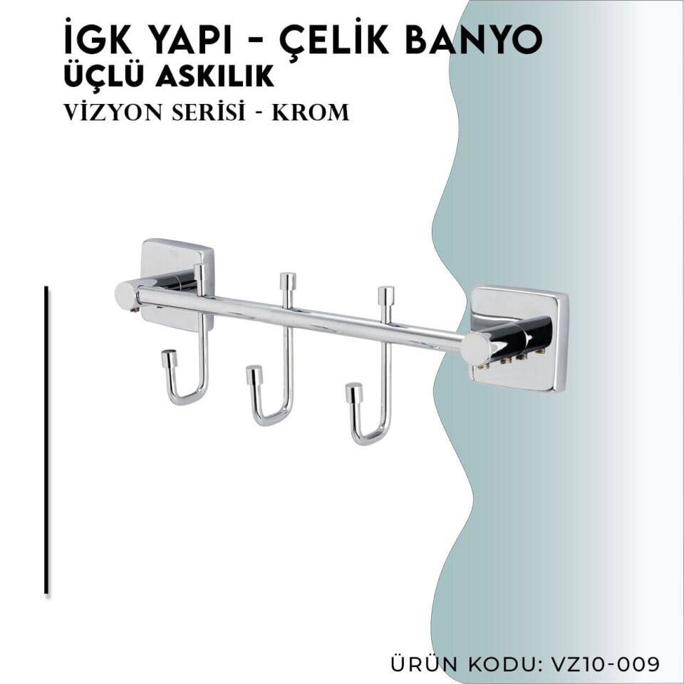 İGK YAPI - Çelik Banyo Vizyon Üçlü Askılık (VZ10-009)