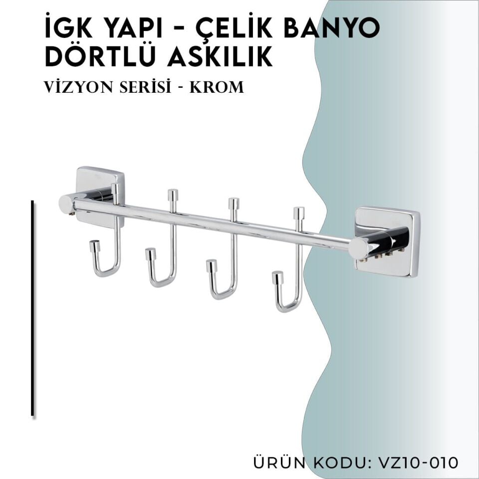 İGK YAPI - Çelik Banyo Vizyon Dörtlü Askılık (VZ10-010)