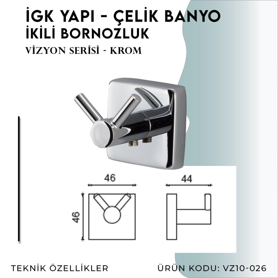 İGK YAPI - Çelik Banyo Vizyon Bornozluk Çiftli (VZ10-026)
