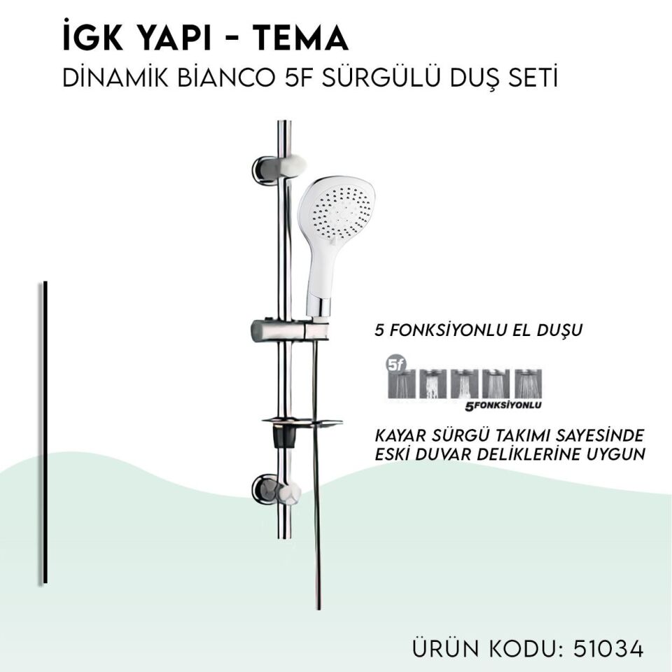 BANYOLİA - TEMA Dinamik Bianco Sürgülü Duş Seti (51034)