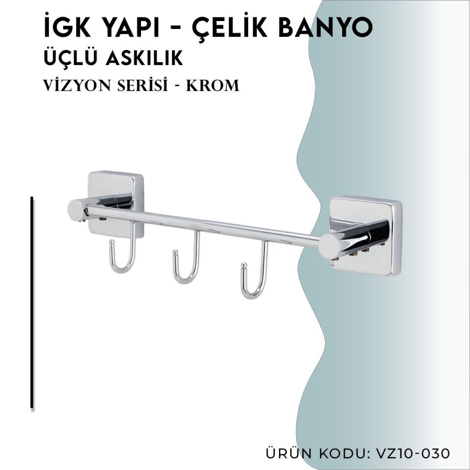 İGK YAPI - Çelik Banyo Vizyon Üçlü Askılık (VZ10-030)