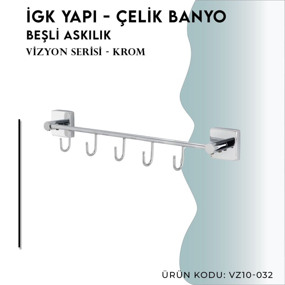 İGK YAPI - Çelik Banyo Vizyon Beşli Askılık (VZ10-032)