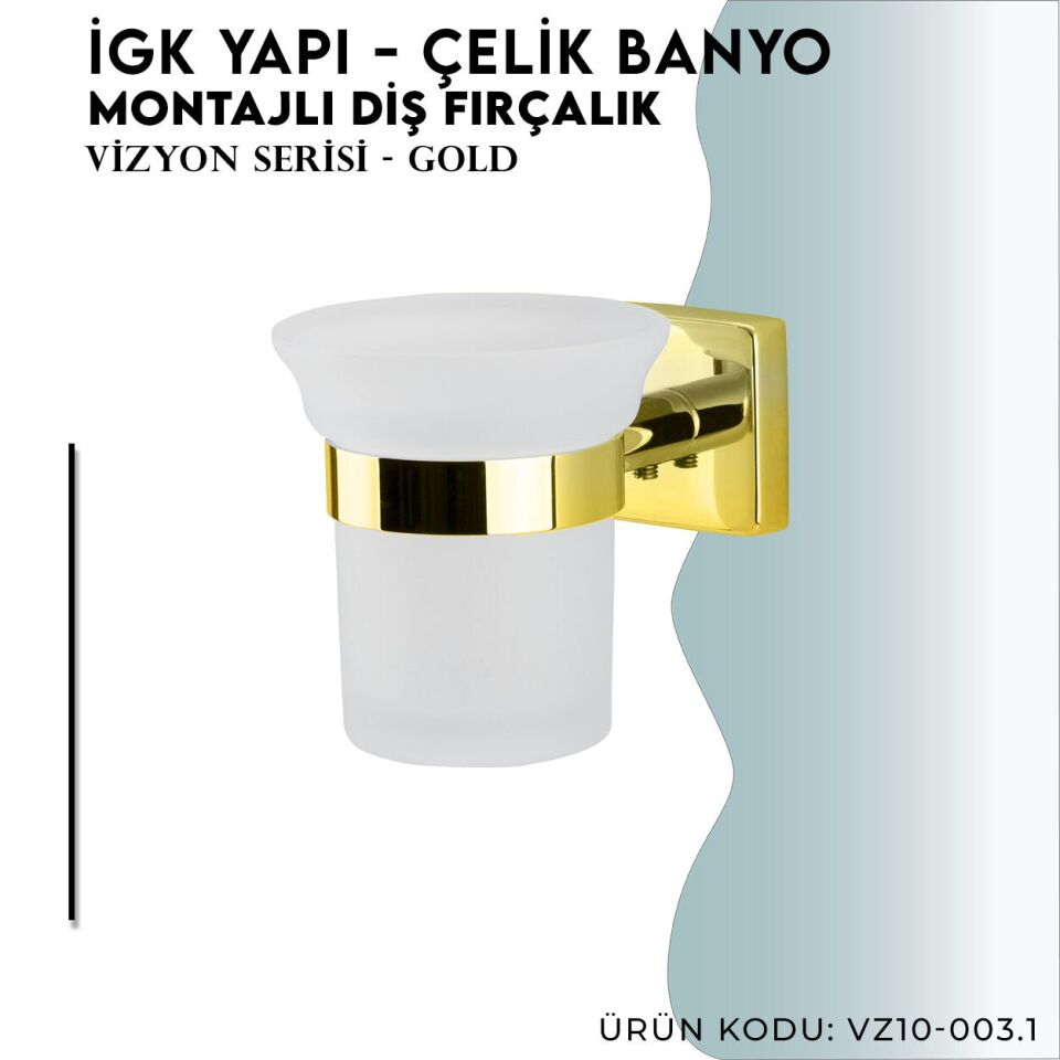 İGK YAPI - Çelik Banyo Vizyon Gold Montajlı Diş Fırçalık (VZ10-004.1)