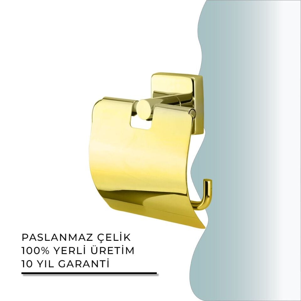 İGK YAPI - Çelik Banyo Vizyon Gold Geniş Kapaklı Tuvalet Kâğıtlığı (VZ10-007.1)