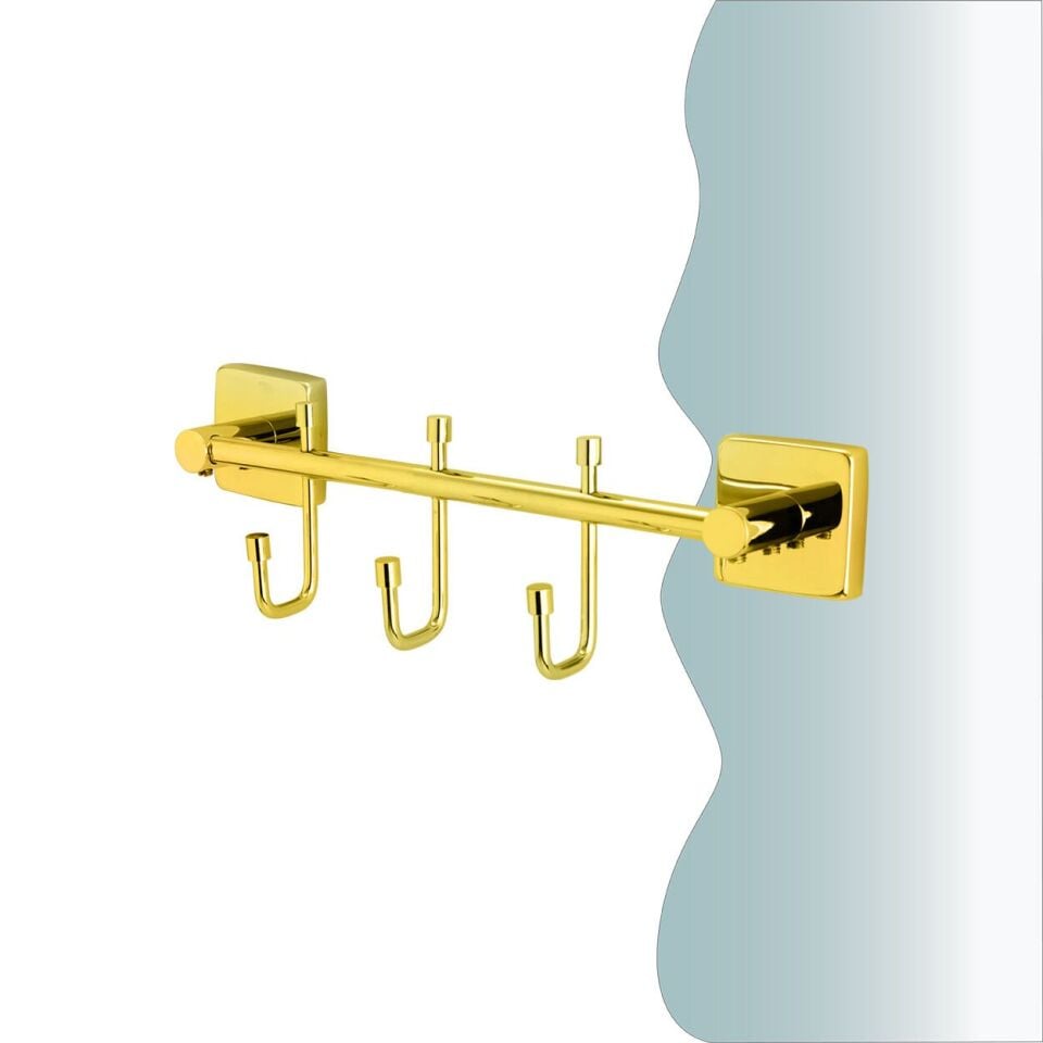 İGK YAPI - Çelik Banyo Vizyon Gold Üçlü Askılık (VZ10-009.1)