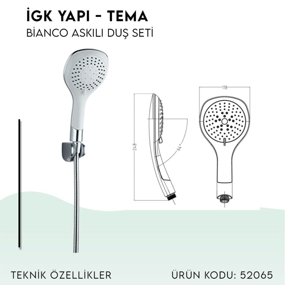 BANYOLİA - TEMA Bianco Askılı Duş Seti (52065)