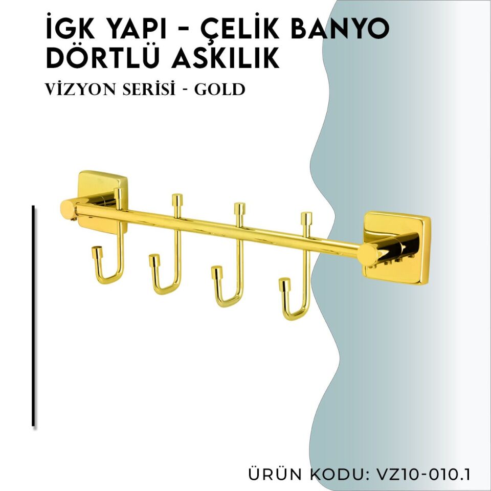 İGK YAPI - Çelik Banyo Vizyon Gold Dörtlü Askılık (VZ10-010.1)