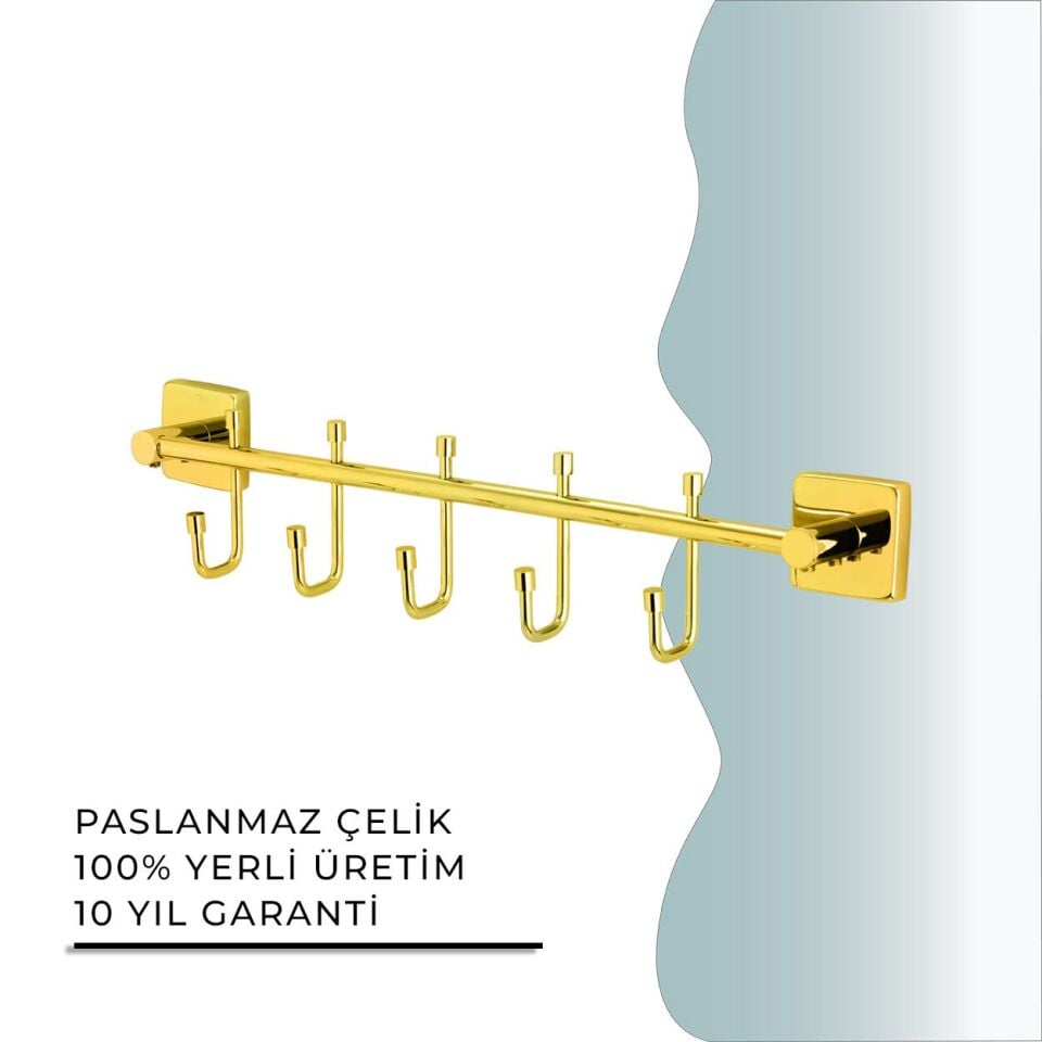 İGK YAPI - Çelik Banyo Vizyon Gold Beşli Askılık (VZ10-011.1)