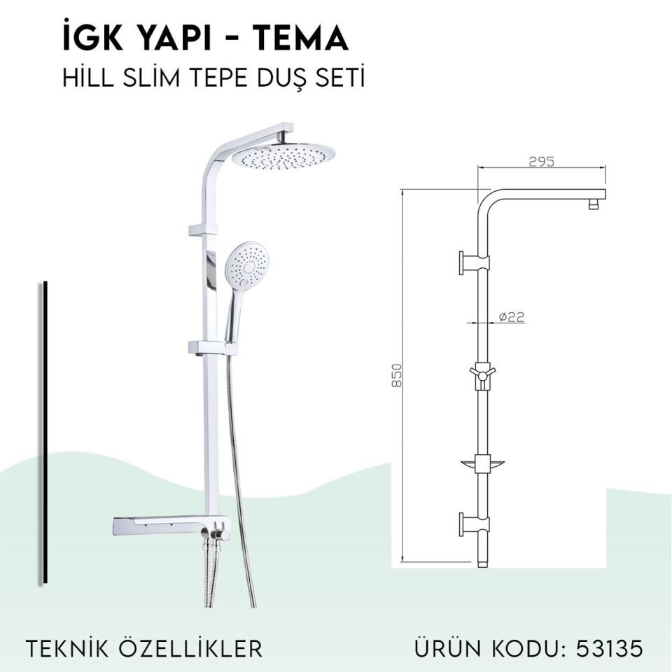 BANYOLİA - TEMA Hill-Slim Tepe Duş Seti (53135)