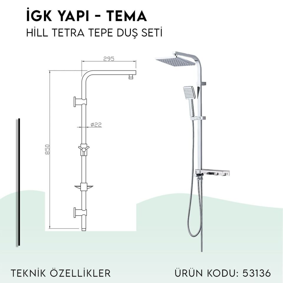 BANYOLİA - TEMA Hill-Tetra Tepe Duş Seti (53136)