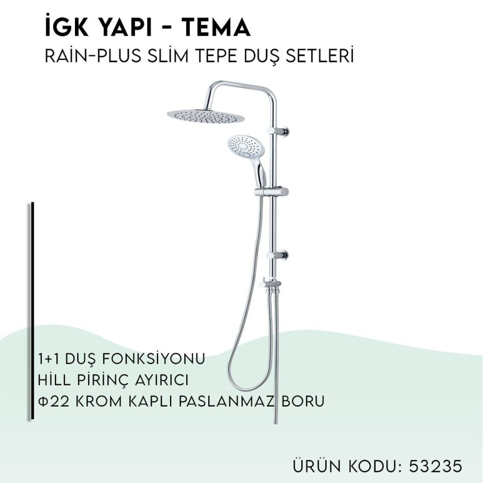 BANYOLİA - TEMA Rain-Plus Slim Tepe Duş Seti (53235)