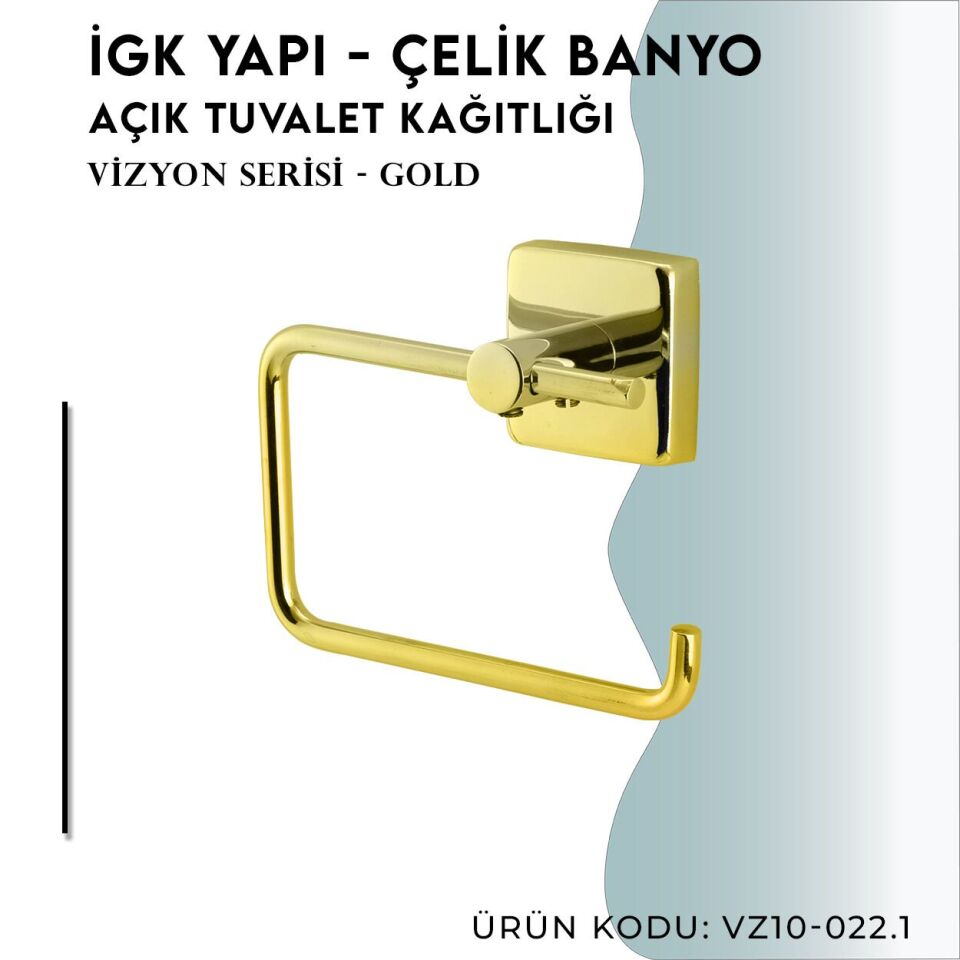 İGK YAPI - Çelik Banyo Vizyon Gold Açık Tuvalet Kâğıtlığı (VZ10-022.1)