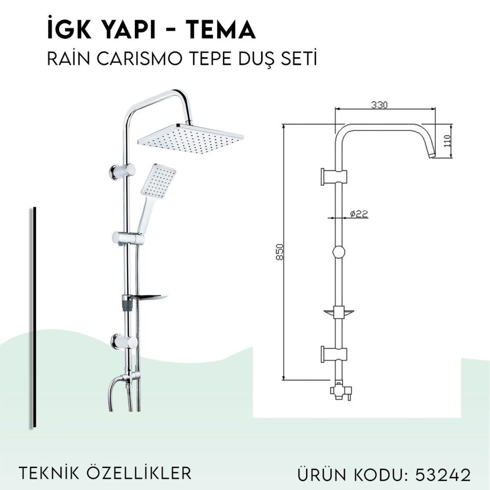 BANYOLİA - TEMA Rain Carismo Tepe Duş Seti (53242)