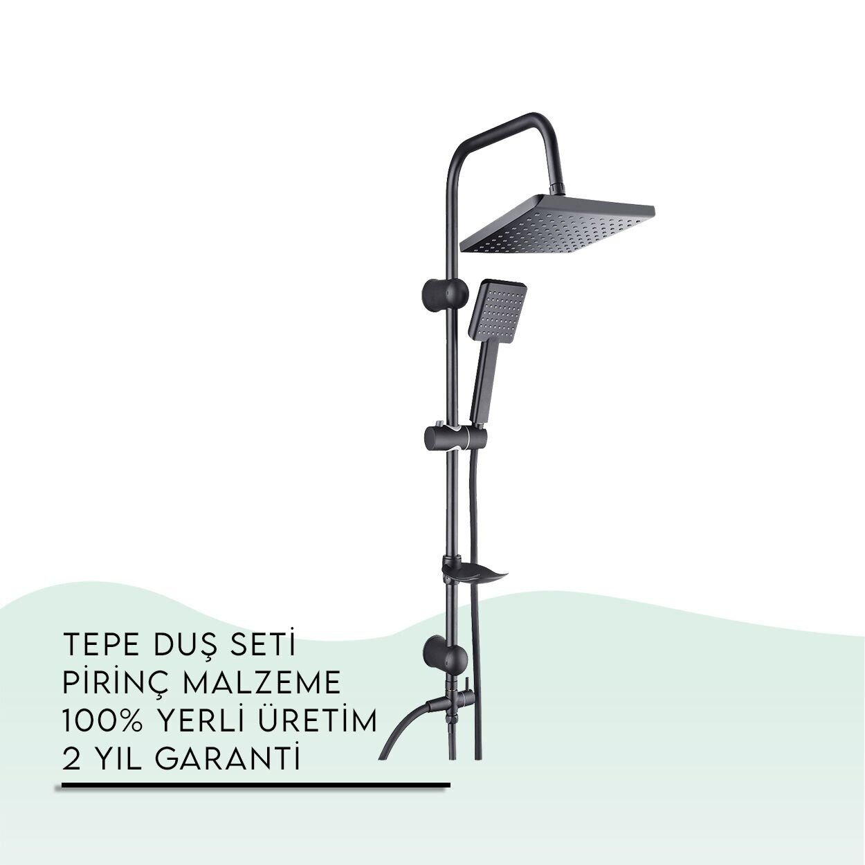 BANYOLİA - TEMA Rain Tetra Mat Siyah Sürgülü Duş Seti (53243-2M)