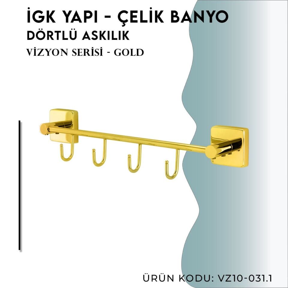 İGK YAPI - Çelik Banyo Vizyon Gold Dörtlü Askılık (VZ10-031.1)