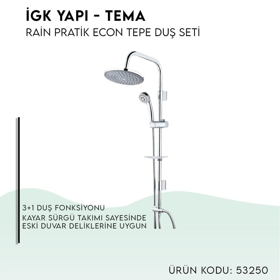 BANYOLİA - TEMA Rain-Pratik Econ(3f) Tepe Duş Seti (53250)