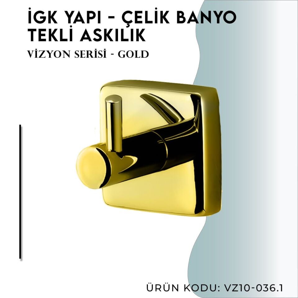 İGK YAPI - Çelik Banyo Vizyon Gold Tekli Askılık (VZ10-036.1)