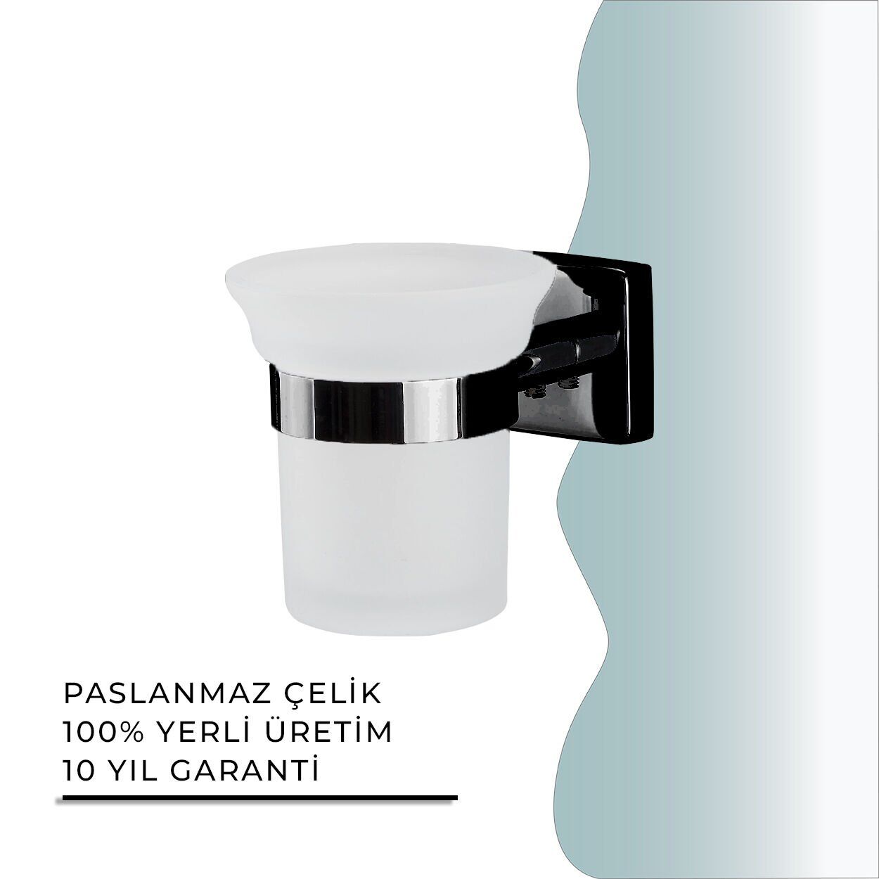 İGK YAPI - Çelik Banyo Vizyon Mat Siyah Montajlı Diş Fırçalık (VZ10-004.4)