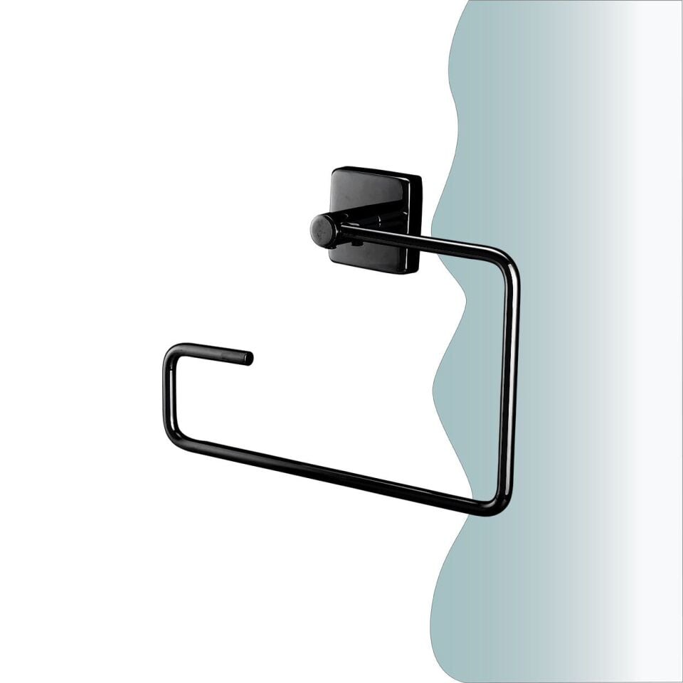 İGK YAPI - Çelik Banyo Vizyon Mat Siyah Kare Havluluk (VZ10-008.4)