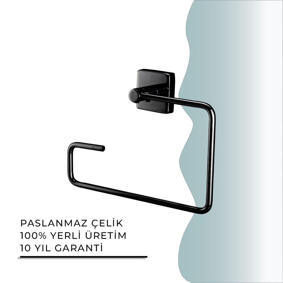 İGK YAPI - Çelik Banyo Vizyon Mat Siyah Kare Havluluk (VZ10-008.4)