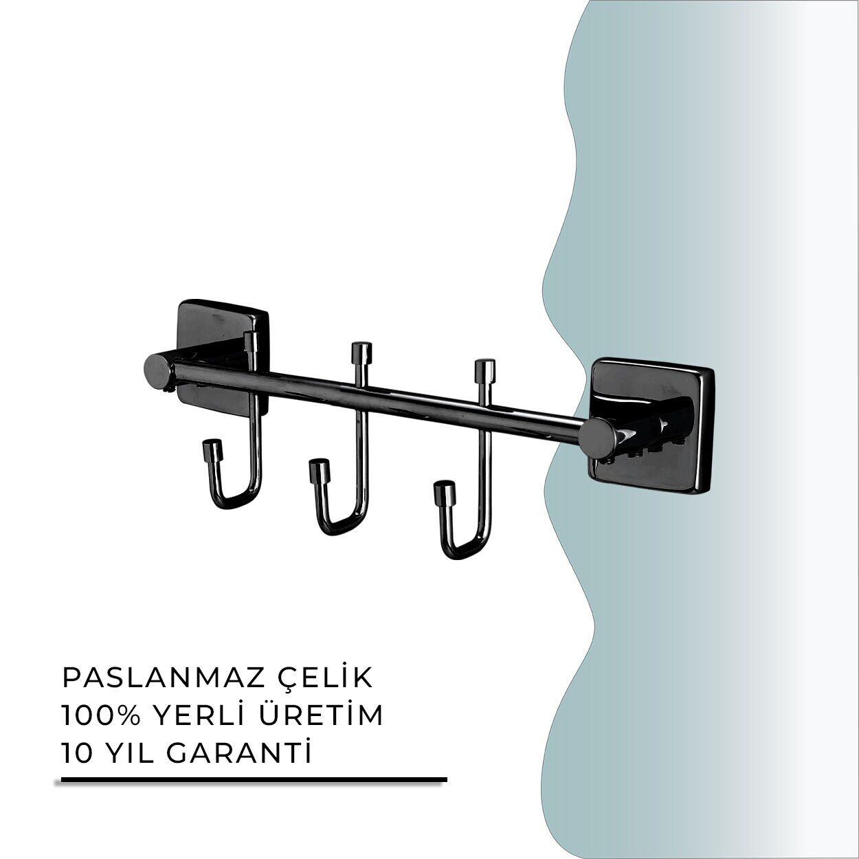 İGK YAPI - Çelik Banyo Vizyon Mat Siyah Üçlü Askılık (VZ10-009.4)