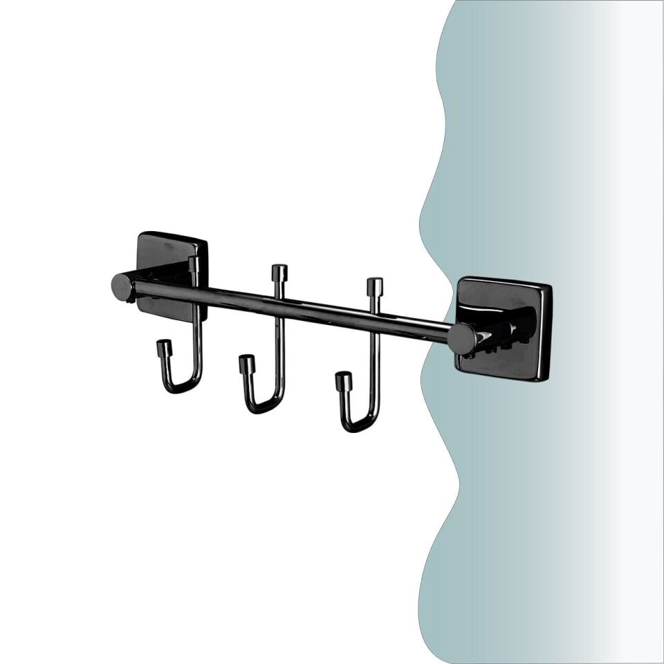 İGK YAPI - Çelik Banyo Vizyon Mat Siyah Üçlü Askılık (VZ10-009.4)