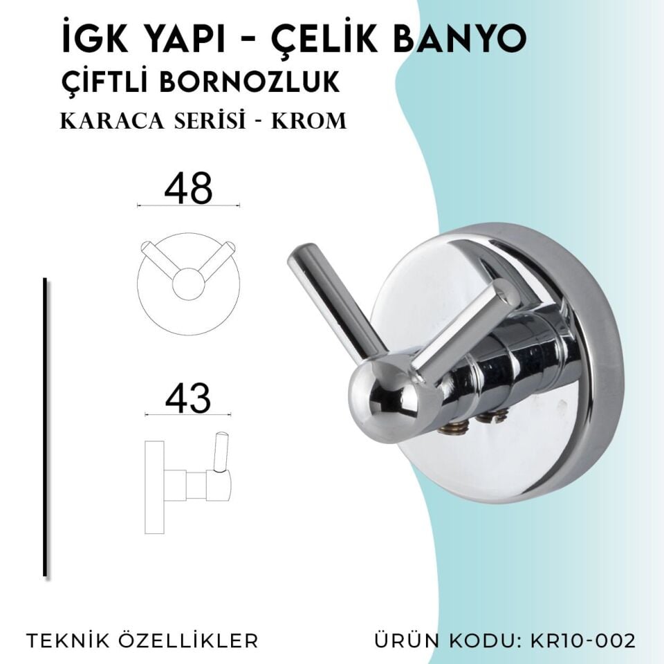 BANYOLİA - Çelik Banyo Karaca Bornozluk Çiftli (KR10-002)