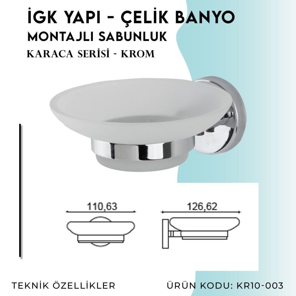 BANYOLİA - Çelik Banyo Karaca Montajlı Sabunluk (KR10-003)