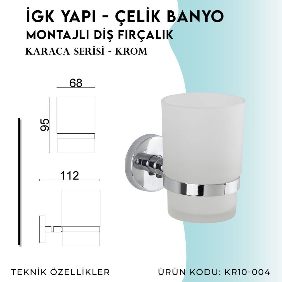 BANYOLİA - Çelik Banyo Karaca Montajlı Diş Fırçalık (KR10-004)