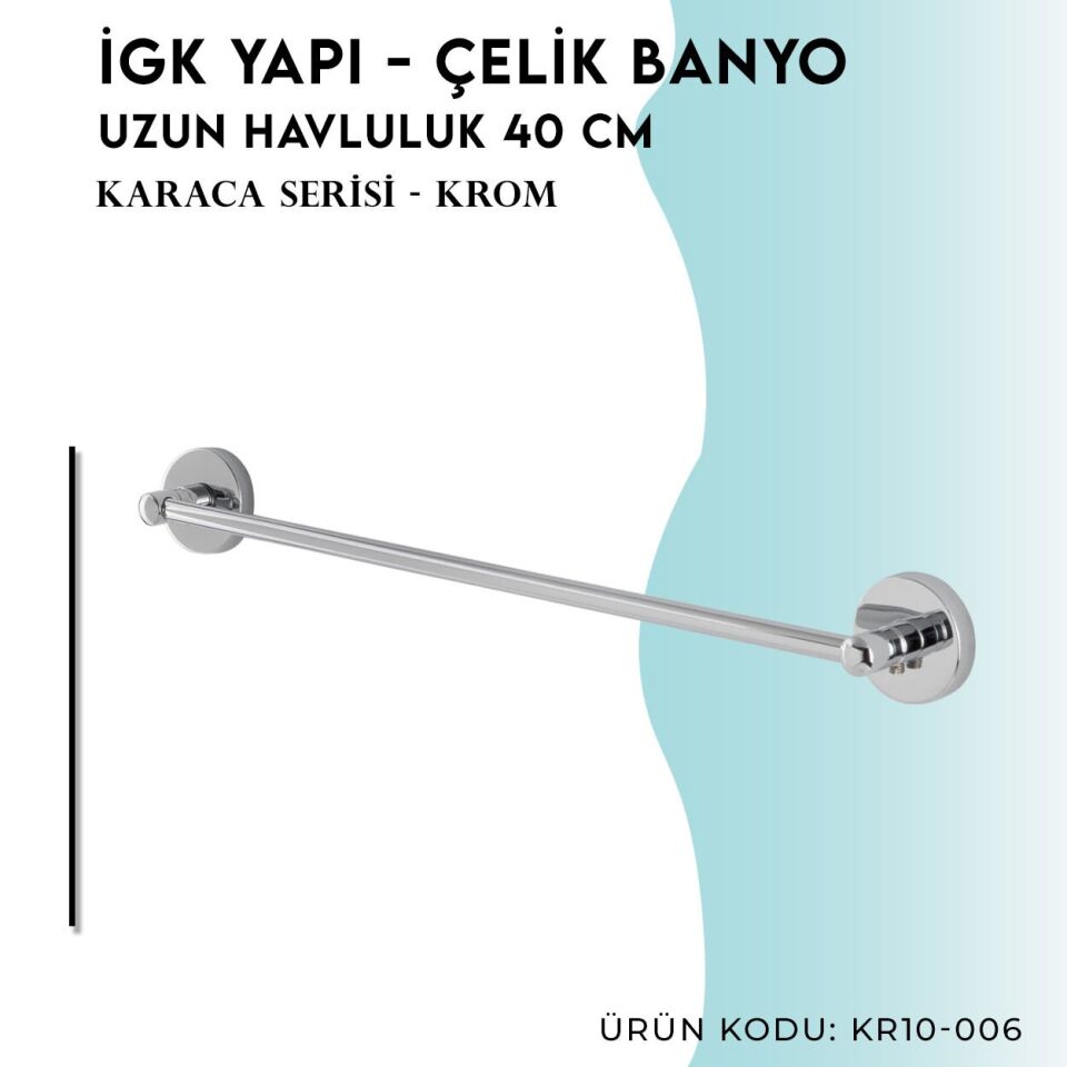 BANYOLİA - Çelik Banyo Karaca Uzun Havluluk 40cm (KR10-006)