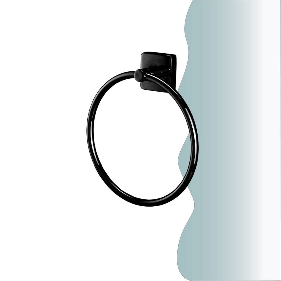 İGK YAPI - Çelik Banyo Vizyon Mat Siyah Yuvarlak Havluluk (VZ10-019.4)