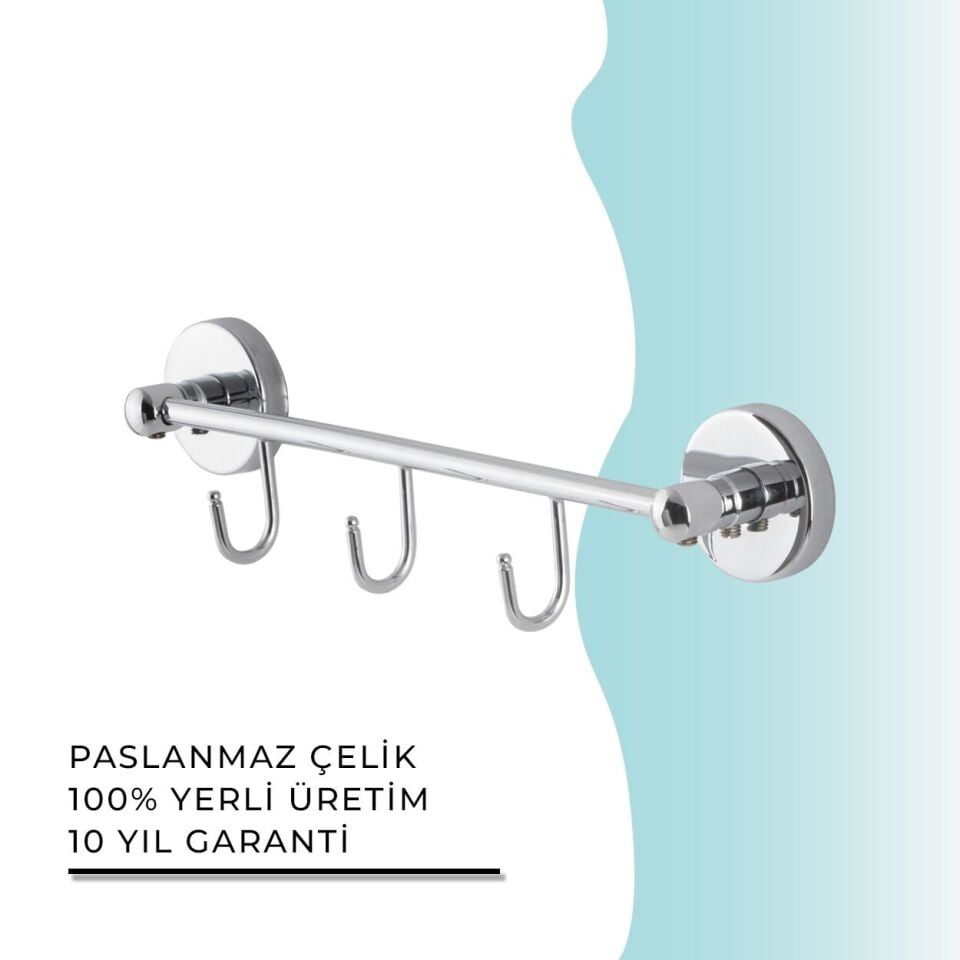 BANYOLİA - Çelik Banyo Karaca Üçlü Askılık (KR10-009)