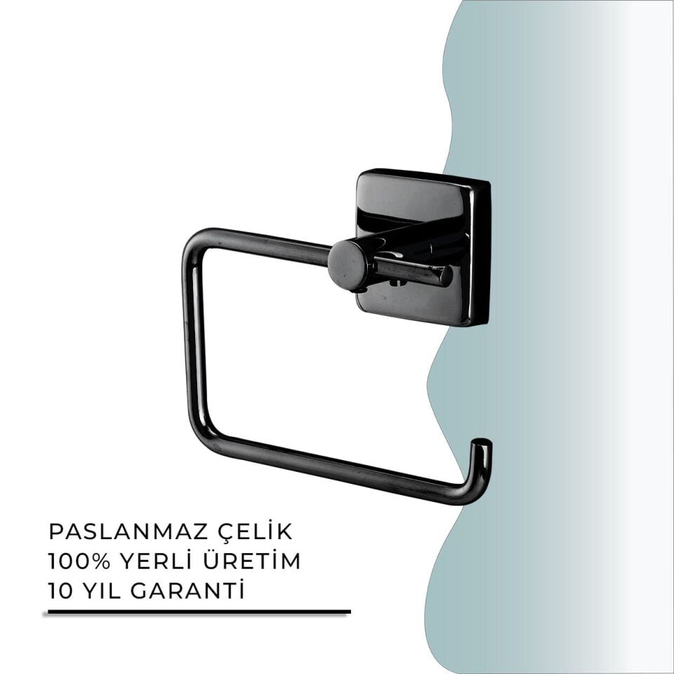 İGK YAPI - Çelik Banyo Vizyon Mat Siyah Açık Tuvalet Kâğıtlığı (VZ10-022.4)