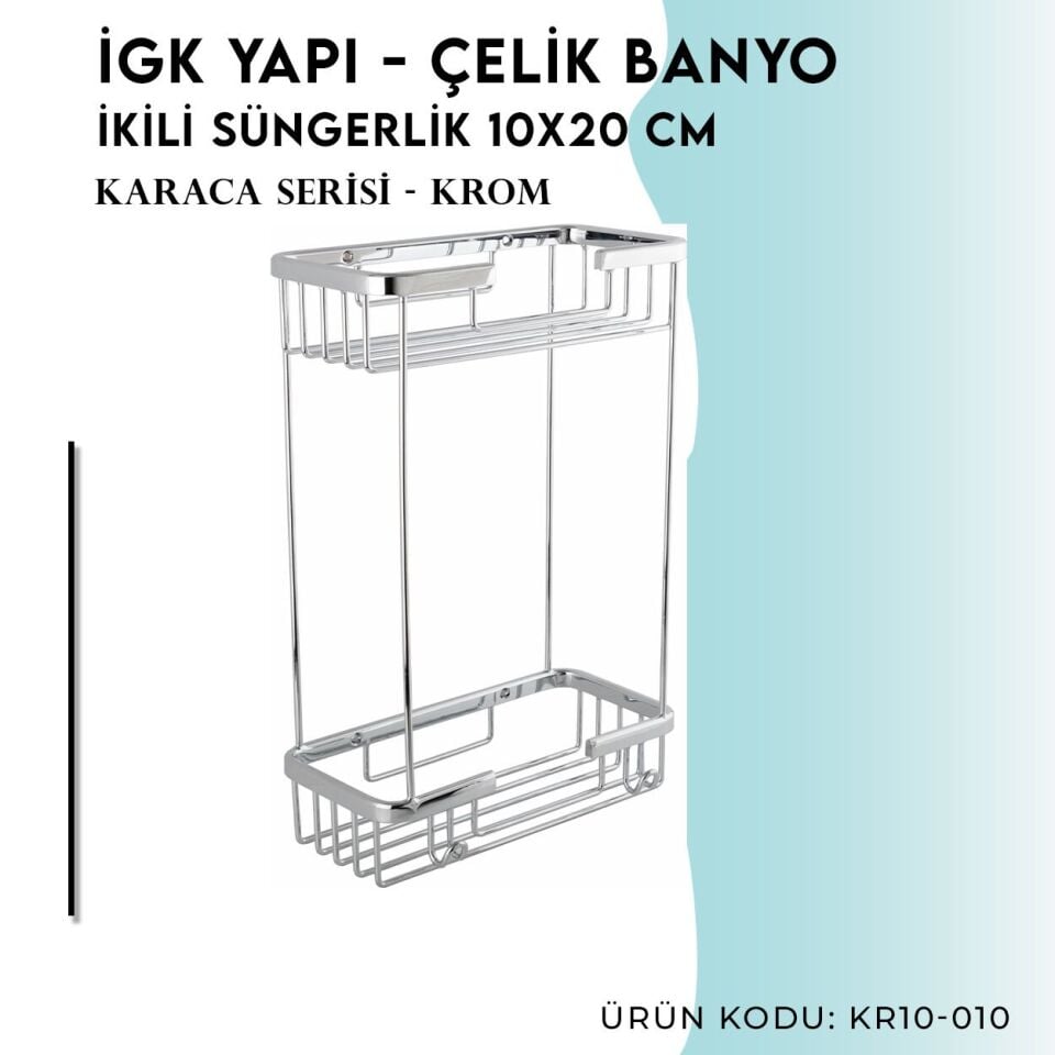 BANYOLİA - Çelik Banyo Karaca İkili Süngerlik (10x20 Cm)(KR10-010)
