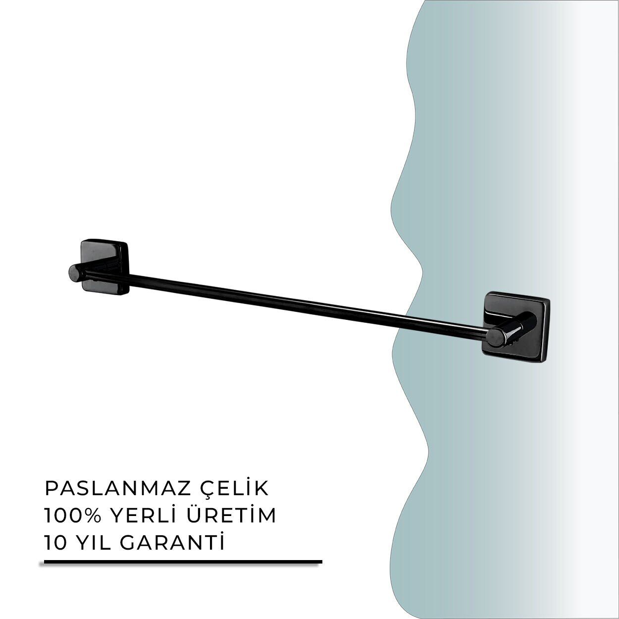 İGK YAPI - Çelik Banyo Vizyon Mat Siyah Uzun Havluluk 50cm (VZ10-025.4)