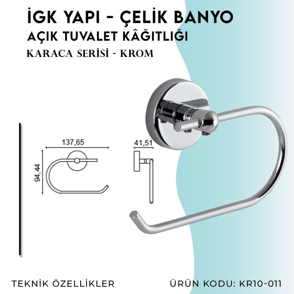 BANYOLİA - Çelik Banyo Karaca Açık Tuvalet Kâğıtlığı (KR10-011)
