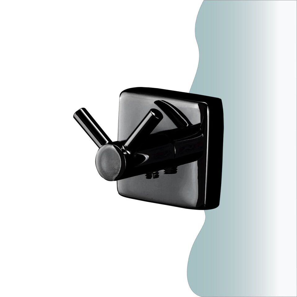 İGK YAPI - Çelik Banyo Vizyon Mat Siyah Bornozluk Çiftli (VZ10-026.4)