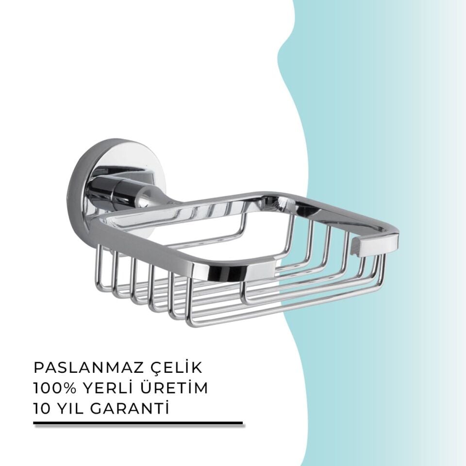 BANYOLİA - Çelik Banyo Karaca Montajlı Tel Sabunluk Kare (KR10-017)