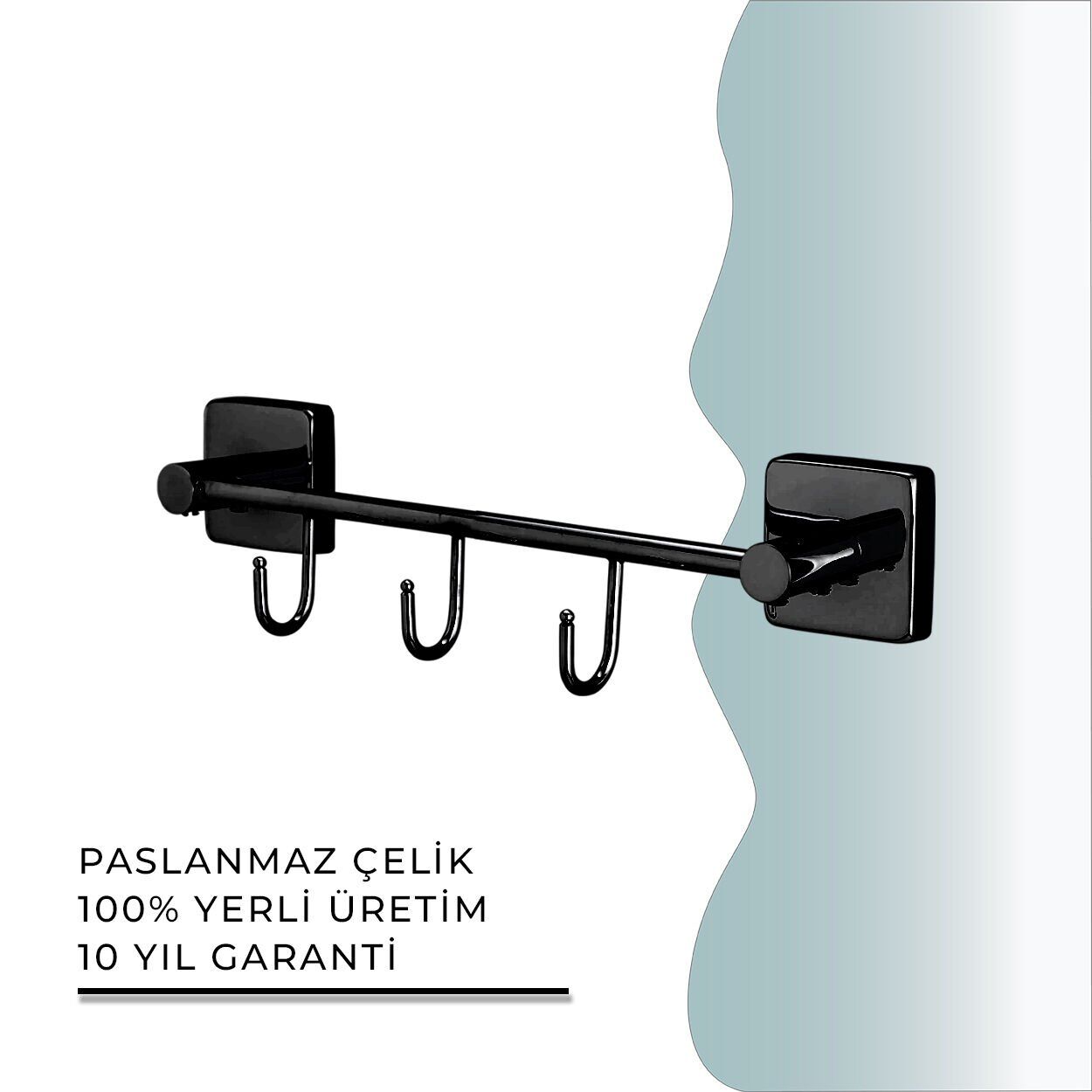 İGK YAPI - Çelik Banyo Vizyon Mat Siyah Üçlü Askılık (VZ10-030.4)