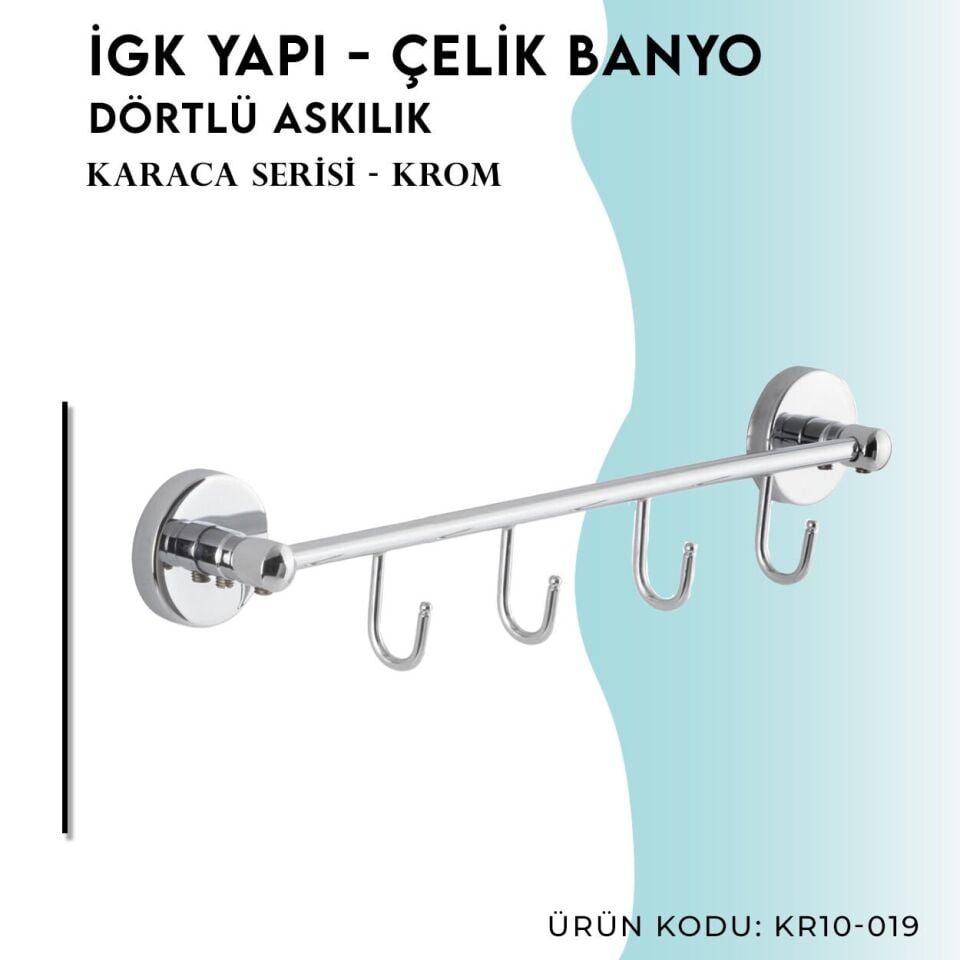 BANYOLİA - Çelik Banyo Karaca Dörtlü Askılık (KR10-019)