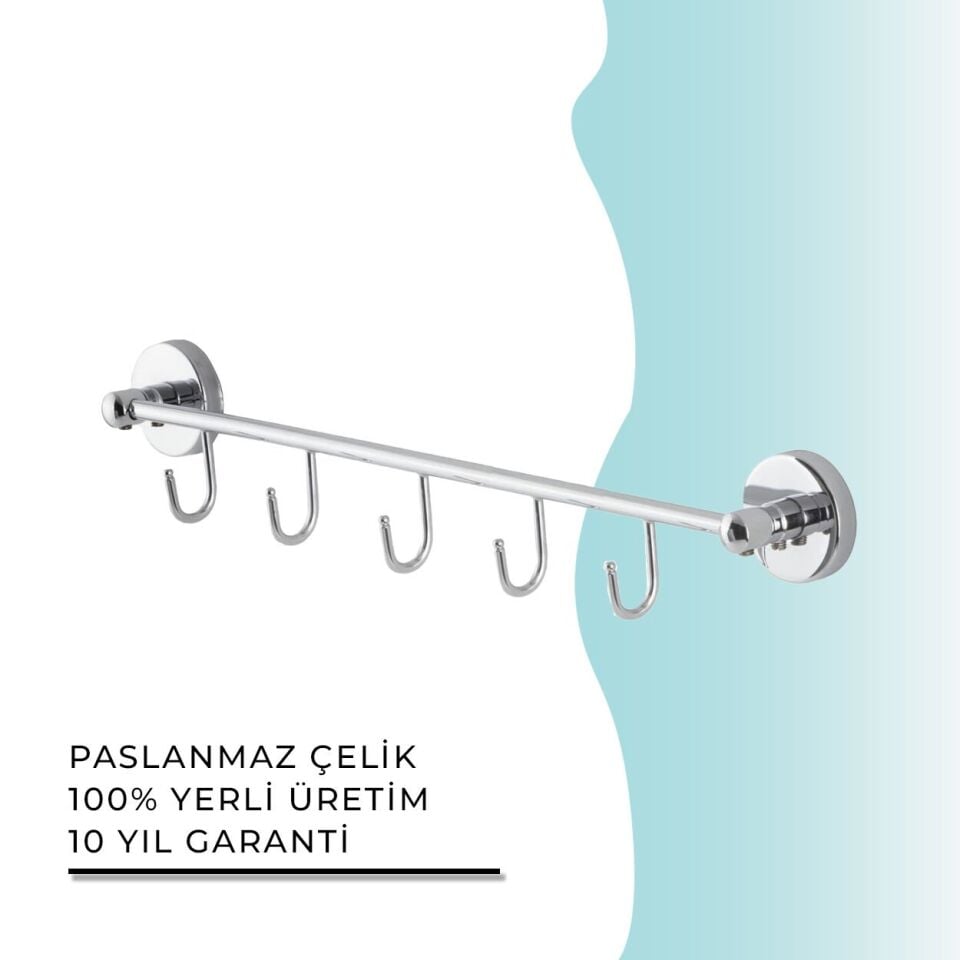 BANYOLİA - Çelik Banyo Karaca Beşli Askılık (KR10-020)