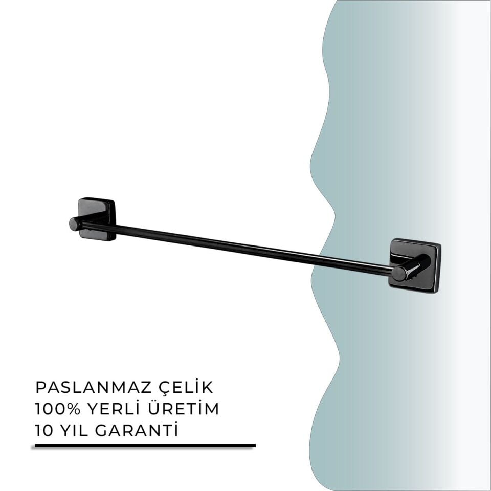 İGK YAPI - Çelik Banyo Vizyon Mat Siyah Uzun Havluluk 60cm (VZ10-035.4)