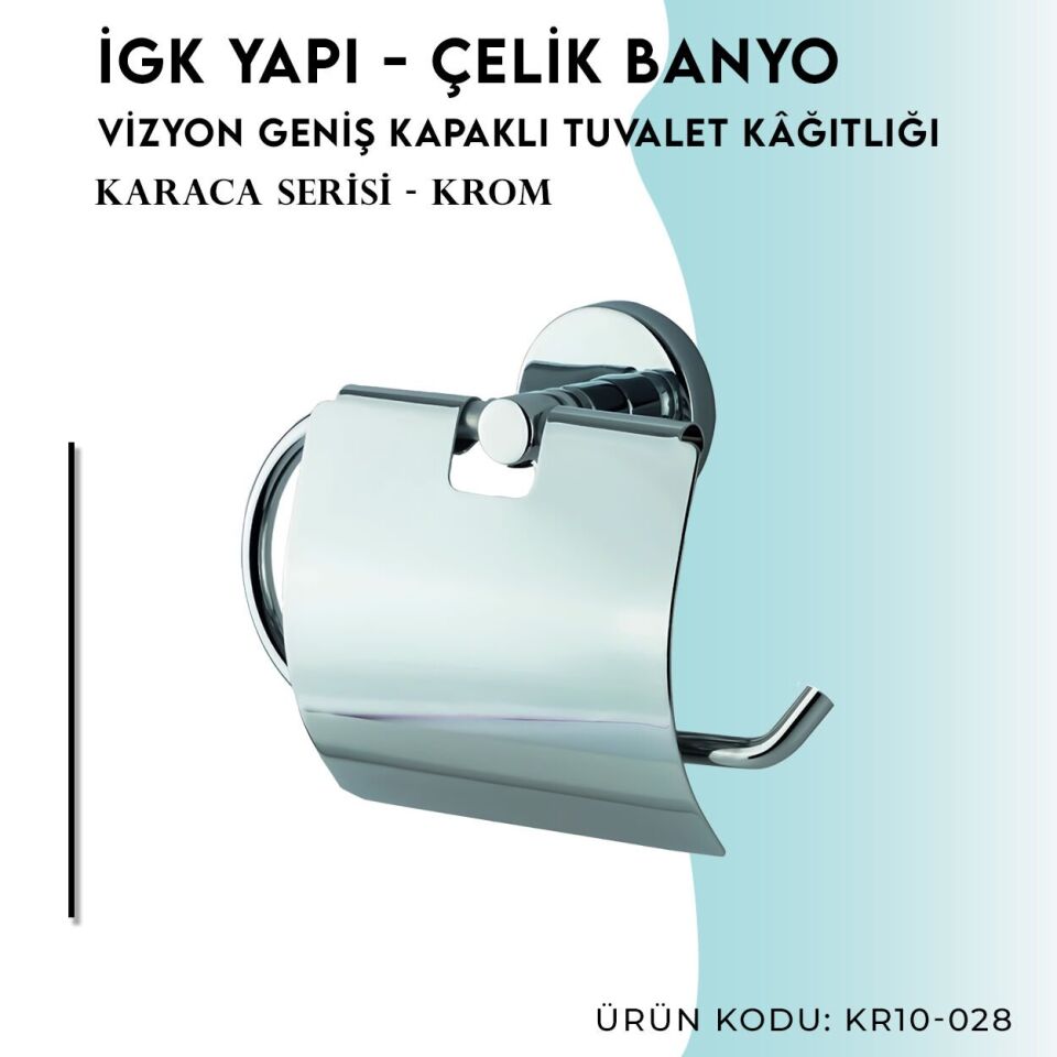 BANYOLİA - Çelik Banyo Karaca Vizyon Geniş Kapaklı Tuvalet Kâğıtlığı (KR10-028)