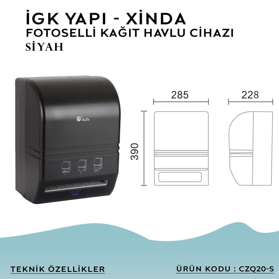 İGK YAPI – XinDa Fotoselli Siyah Kağıt Havlu Makinesi (CZQ20-S)