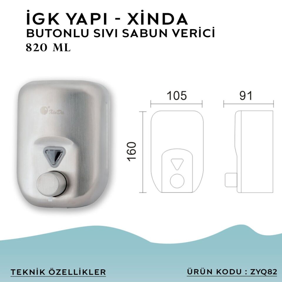 İGK YAPI – XinDa Manuel Butonlu Sıvı Sabun Dispanseri 820ml (ZYQ82)
