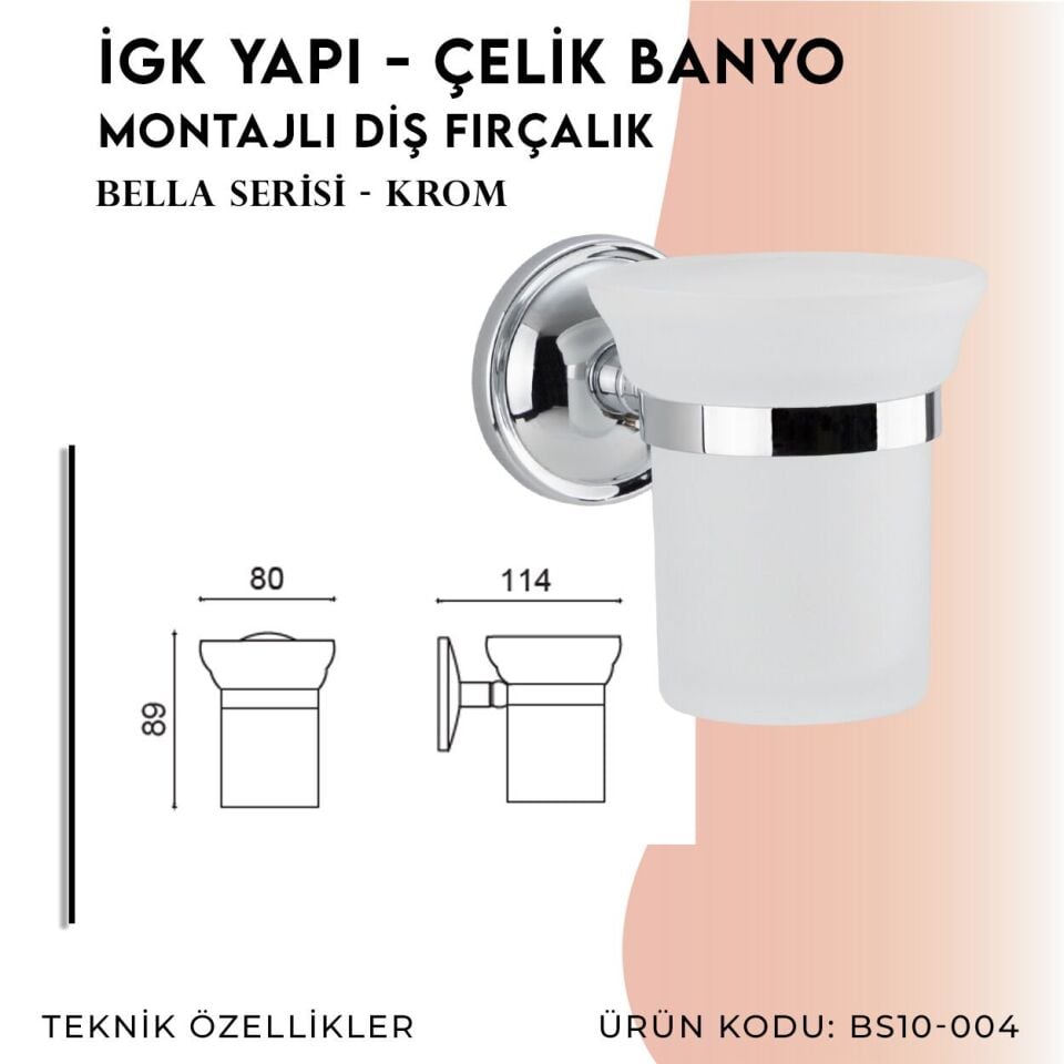 BANYOLİA - Çelik Banyo Bella Diş Fırçalık (BS10-004)